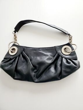 Black Mini Shoulder Bag with Silver Ring Hardware